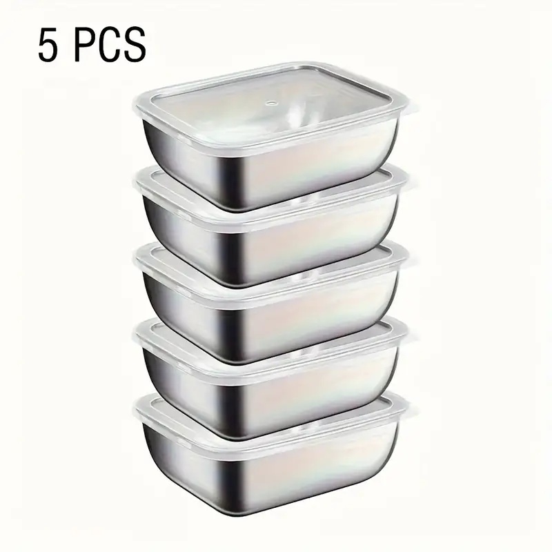 Meal Prep Recipes - 5-Piece Stainless Steel Food Storage Containers,