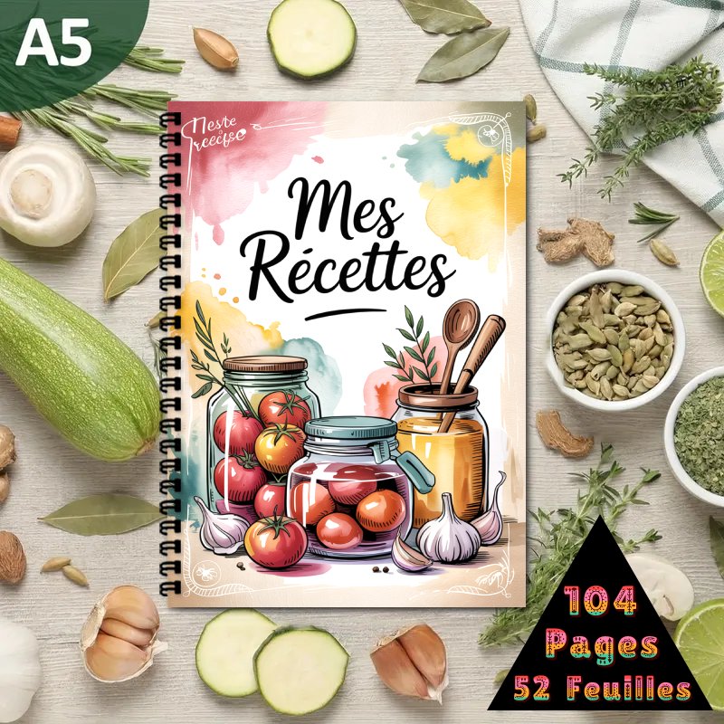 Meal Plan Notepad - A5 French Special Recipe Book, Spiral