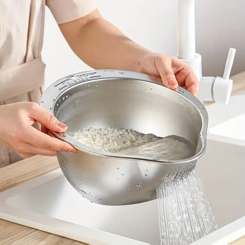Meal Prep Plan - Rustproof Stainless Steel Rice Washer Colander