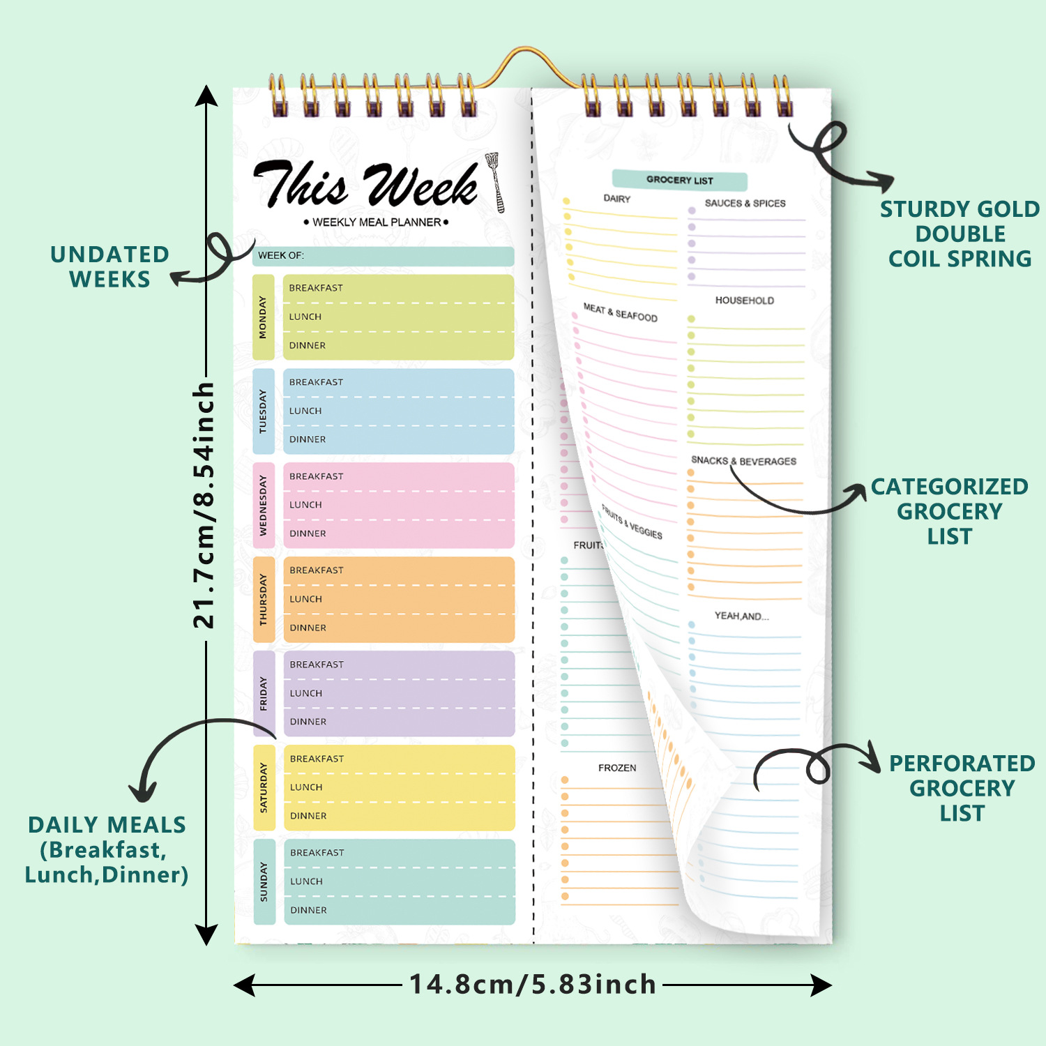 A5 Spiral Tear‑Off Notebook In - đánh giá và giá Meal Plan Notepad