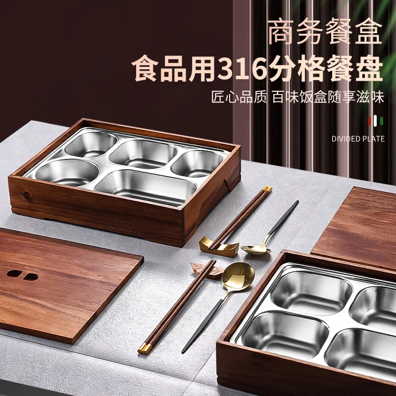 Black Walnut Bento Box with Di - đánh giá và giá Meal Prep Korean