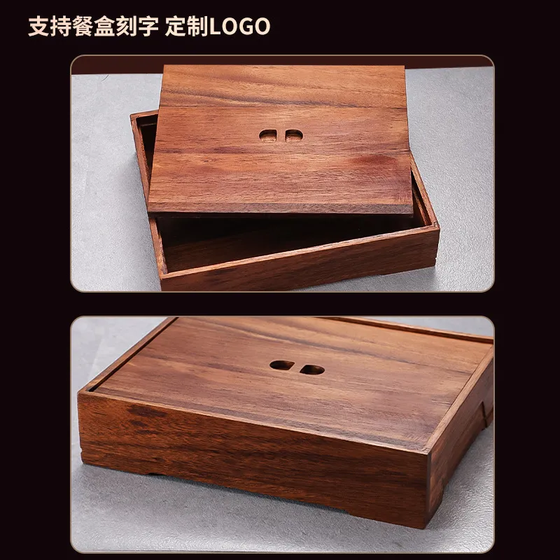 Black Walnut Bento Box with Di - đánh giá và giá Meal Prep Korean