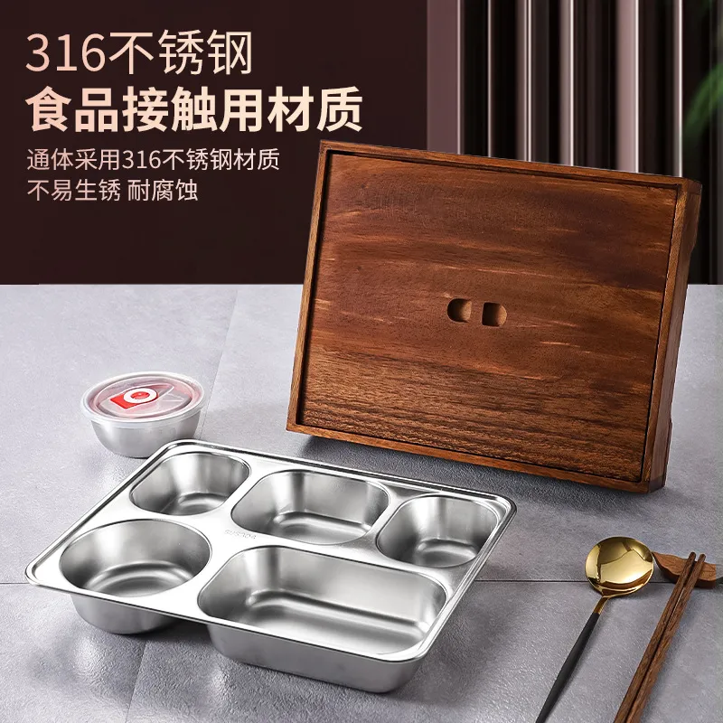 Black Walnut Bento Box with Di - đánh giá và giá Meal Prep Korean